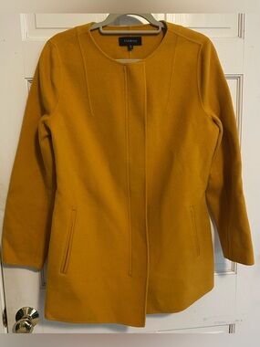 Talbots Golden Yellow Collarless Wool Coat